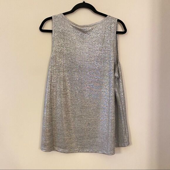 Nwt-Stella & Dot Metallic Holiday Tank Top Silver - Picture 4 of 7